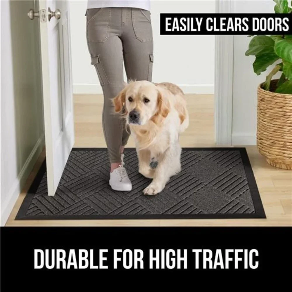 WeatherMax Doormat, Durable Natural Rubber, 17x29, Gray Diamond
